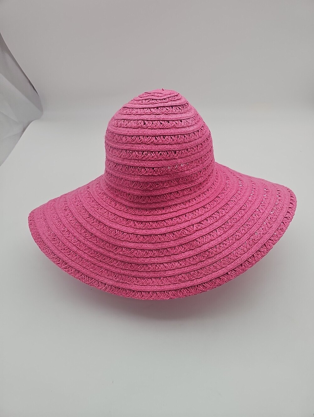 NEW Pink Straw Sun Hat Wide Brim Floppy Beach Cap Unbranded Crochet Paper Woven